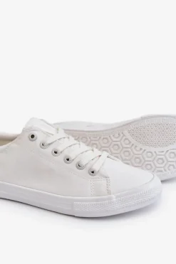 Big Star Shoes Damskie Gładkie Niskie Trampki Big Star LL274058 Białe Biały