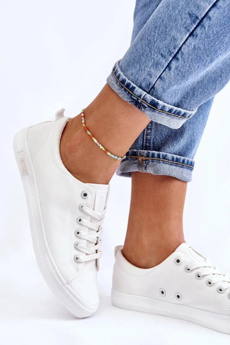 Big Star Shoes Damskie Gładkie Niskie Trampki Big Star LL274058 Białe Biały