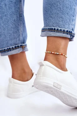 Big Star Shoes Damskie Gładkie Niskie Trampki Big Star LL274058 Białe Biały