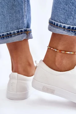 Big Star Shoes Damskie Gładkie Niskie Trampki Big Star LL274058 Białe Biały