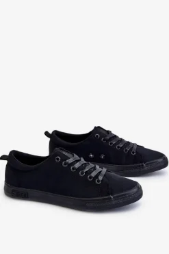 Big Star Shoes Trampki Damskie Big Star|Trampki Damskie Niskie*Damskie Gładkie Niskie Trampki Big Star LL274057 Czarne Czarny