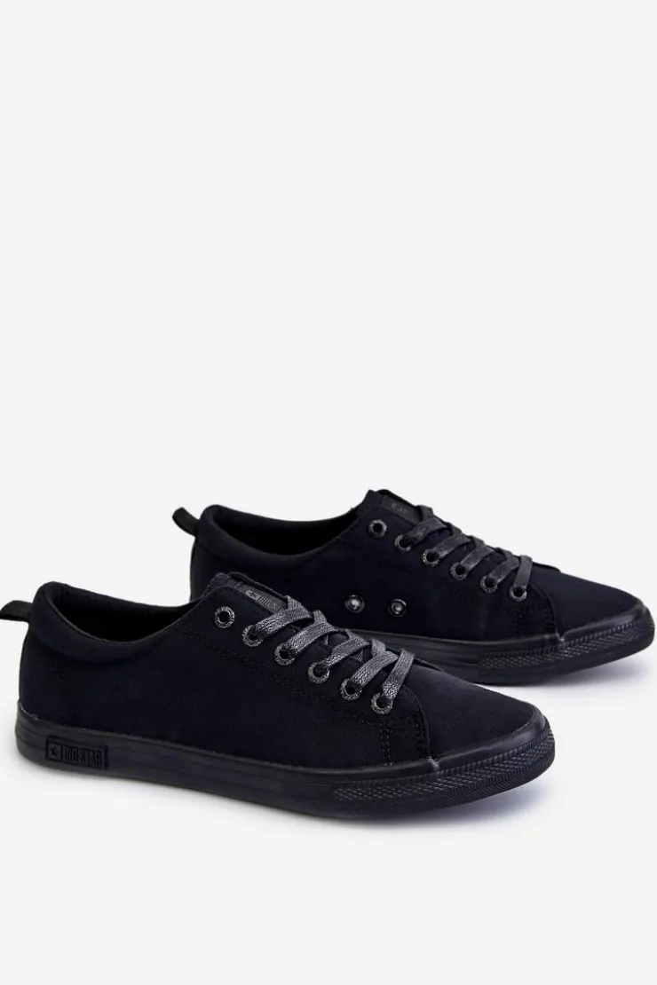 Big Star Shoes Trampki Damskie Big Star|Trampki Damskie Niskie*Damskie Gładkie Niskie Trampki Big Star LL274057 Czarne Czarny
