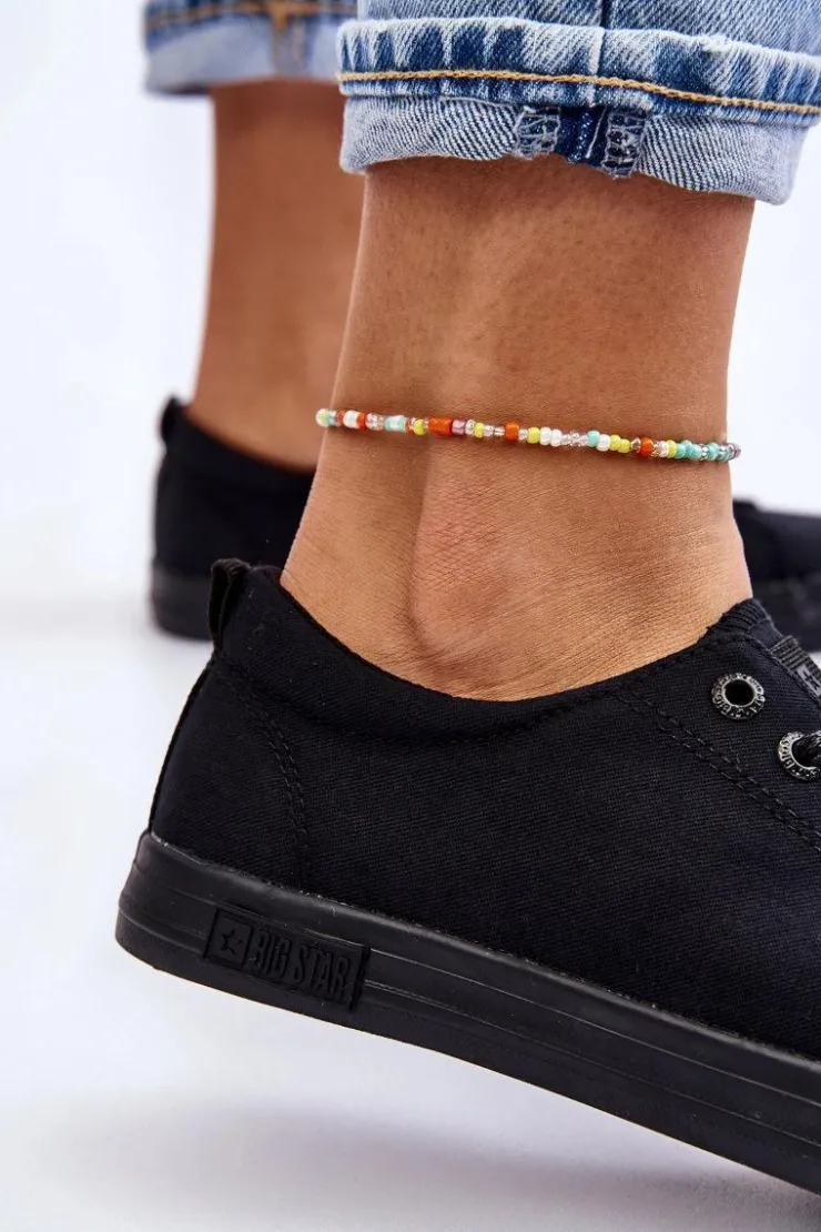 Big Star Shoes Trampki Damskie Big Star|Trampki Damskie Niskie*Damskie Gładkie Niskie Trampki Big Star LL274057 Czarne Czarny