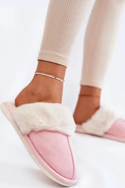 Boto Damskie Gładkie Papcie Z Futerkiem Różowe Morisea