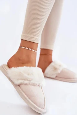 Damskie Boto Damskie Gładkie Papcie Z Futerkiem Jasnobeżowe Morisea