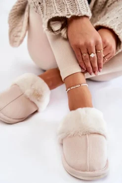 Damskie Boto Damskie Gładkie Papcie Z Futerkiem Jasnobeżowe Morisea