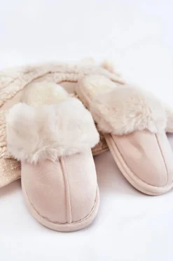 Damskie Boto Damskie Gładkie Papcie Z Futerkiem Jasnobeżowe Morisea