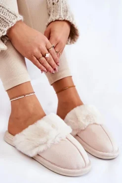 Damskie Boto Damskie Gładkie Papcie Z Futerkiem Jasnobeżowe Morisea