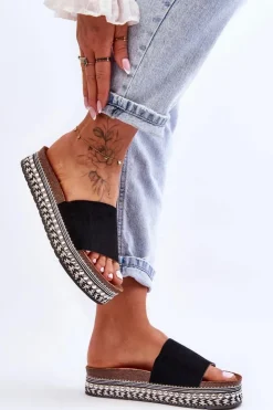 Boto Klapki Korkowe|Klapki Damskie Klasyczne*Damskie Gładkie Zamszowe Klapki Czarne Hayen