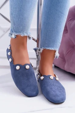 Boto Baleriny Klasyczne*Damskie Granatowe Baleriny Lu Boo Milis