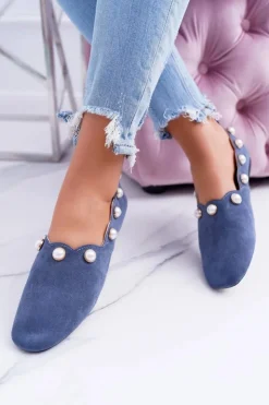 Boto Baleriny Klasyczne*Damskie Granatowe Baleriny Lu Boo Milis