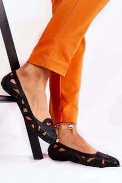 Boto Baleriny Klasyczne*Damskie Gumowe Baleriny Czarne Indila