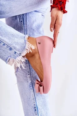 Boto Baleriny Klasyczne*Damskie Gumowe Baleriny Z Kokardą Różowe Florret