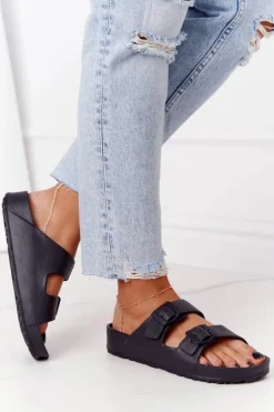 Evento Klapki Damskie Klasyczne*Damskie Gumowe Klapki Czarne Stacy