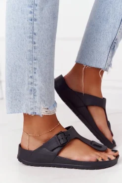 Evento Klapki Damskie Japonki|Klapki Damskie Klasyczne*Damskie Gumowe Klapki Japonki Czarne Alma