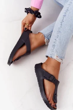 Evento Klapki Damskie Japonki|Klapki Damskie Klasyczne*Damskie Gumowe Klapki Japonki Czarne Alma