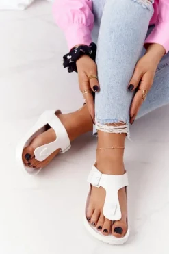 Damskie Evento Damskie Gumowe Klapki Japonki Białe Alma