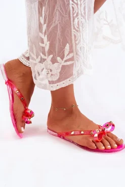 Boto Klapki Damskie Japonki*Damskie Gumowe Klapki Japonki Różowe Monise Różowy