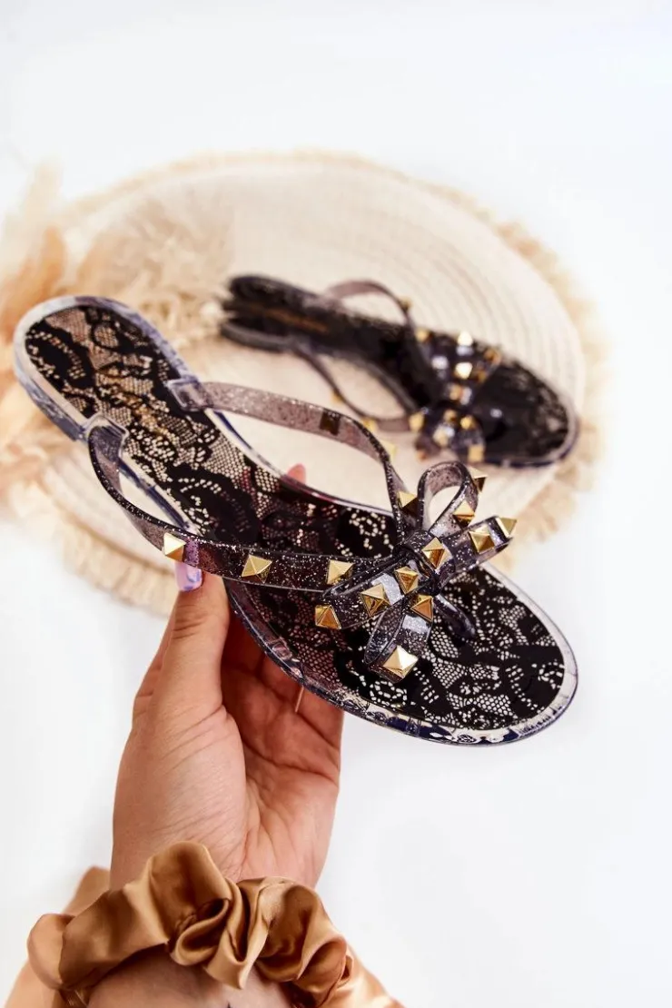 New Boto Damskie Gumowe Klapki Japonki Czarne Monise