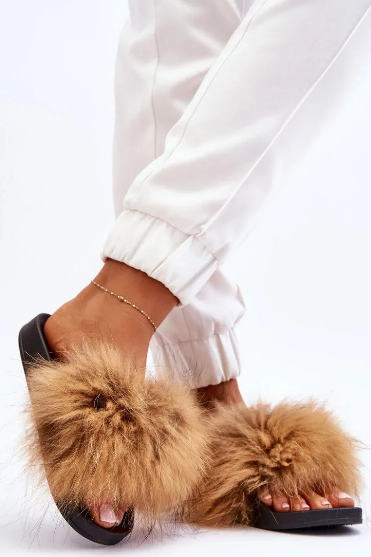 Damskie Boto Damskie Gumowe Klapki Z Futerkiem Brązowe Lucrece