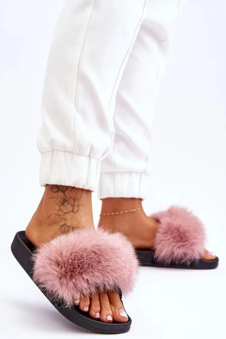 Boto Klapki Z Futerkiem|Klapki Damskie Klasyczne*Damskie Gumowe Klapki Z Futerkiem Różowe Lucrece Różowy