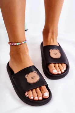 Boto Klapki Sportowe|Klapki Damskie Klasyczne*Damskie Gumowe Klapki Z Misiem Czarne Cardiff