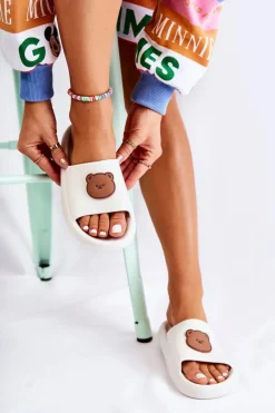 Online Boto Damskie Gumowe Klapki Z Misiem Białe Cardiff