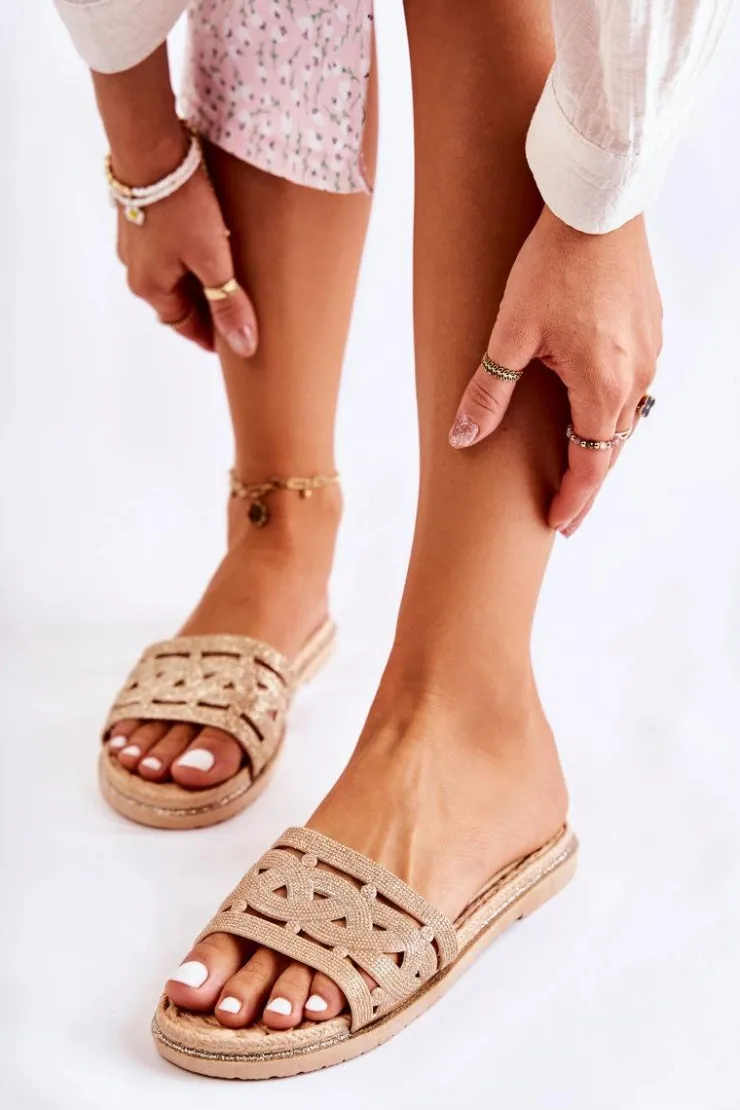 Damskie Boto Damskie Gumowe Klapki Złote Charis