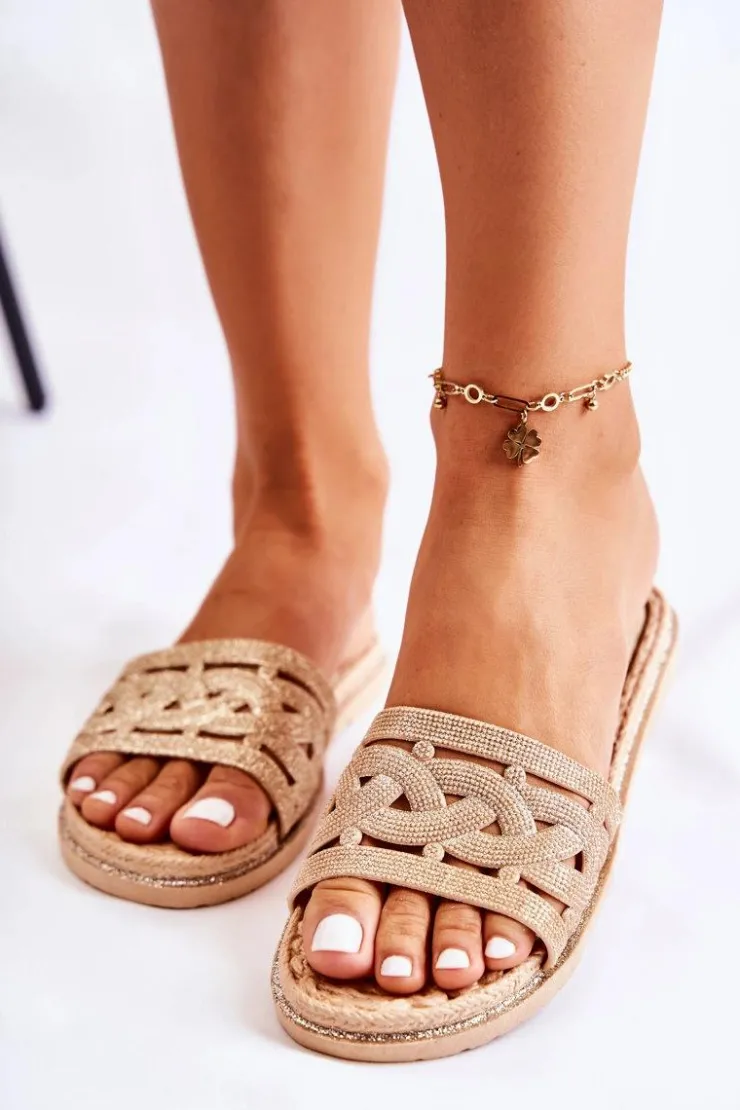 Damskie Boto Damskie Gumowe Klapki Złote Charis