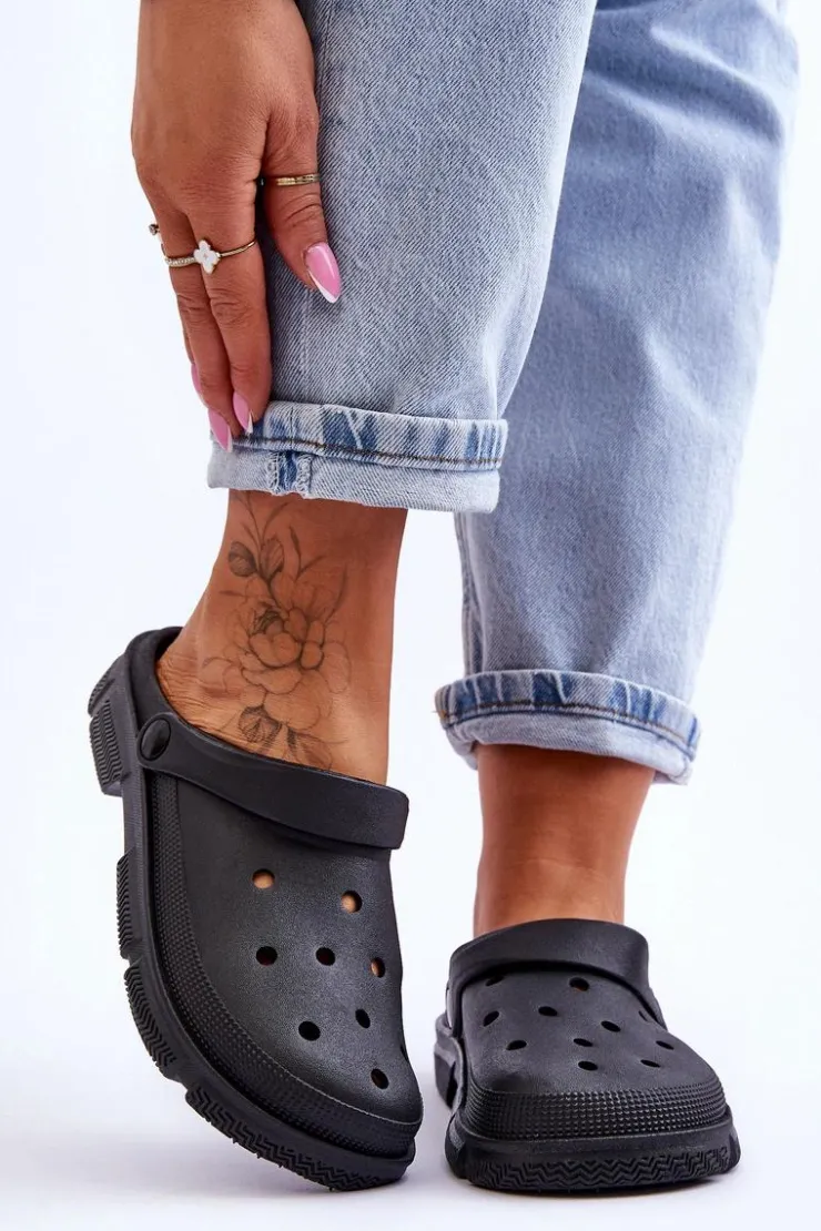 Outlet Boto Damskie Gumowe Kroksy Czarne Rabios Czarny