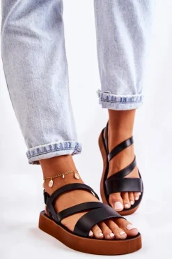 ZAXY Sandały Gumowe|Sandały Płaskie*Damskie Gumowe Sandały JJ285052 Czarne