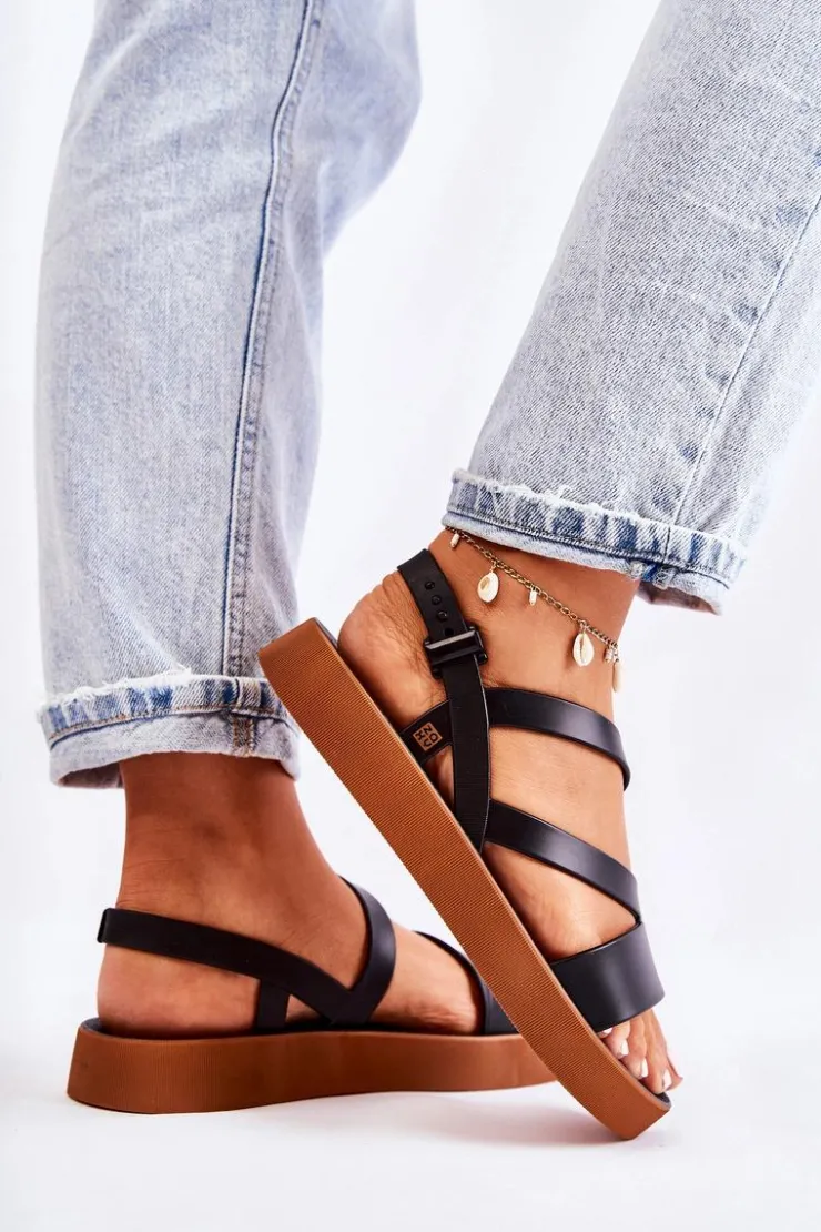 ZAXY Sandały Gumowe|Sandały Płaskie*Damskie Gumowe Sandały JJ285052 Czarne