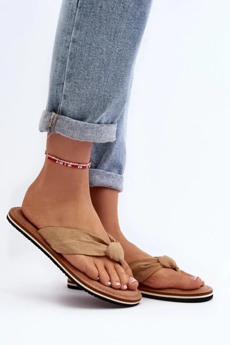 Damskie Big Star Shoes Damskie Japonki Big Star LL274623 Beżowe