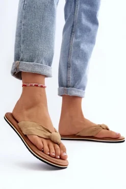 Damskie Big Star Shoes Damskie Japonki Big Star LL274623 Beżowe