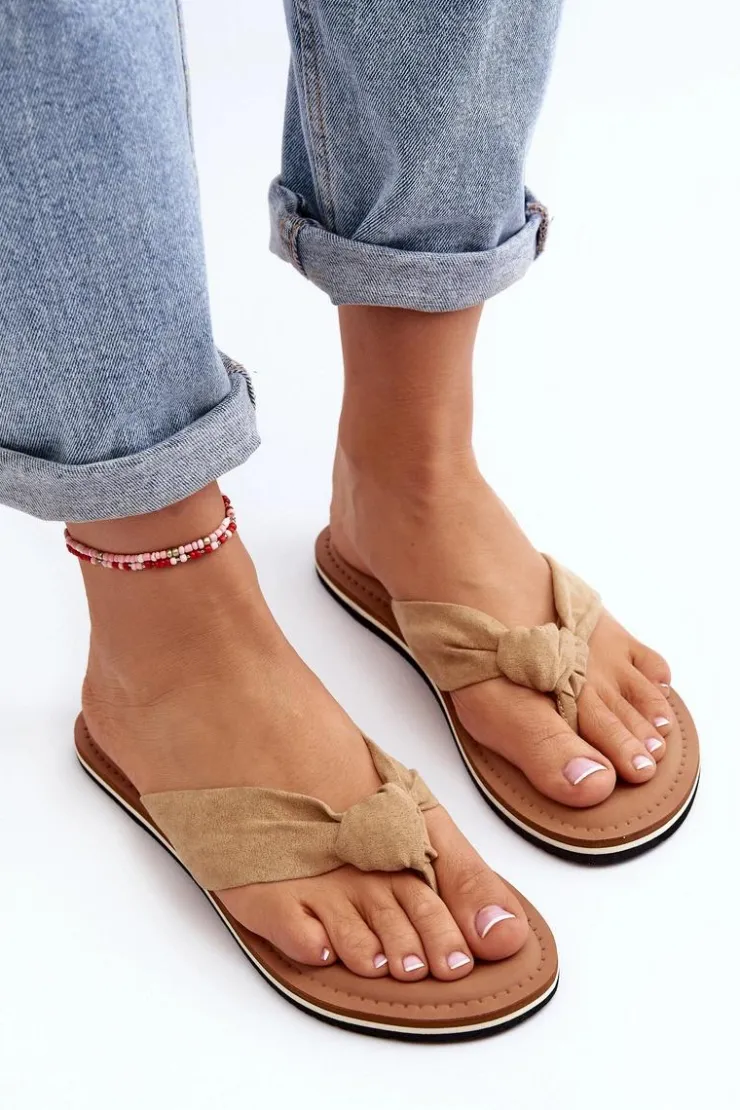 Damskie Big Star Shoes Damskie Japonki Big Star LL274623 Beżowe