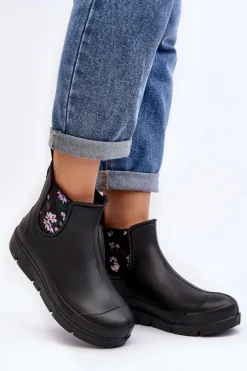 Boto Kalosze Damskie|Botki Płaskie*Damskie Kalosze Stella 773 Lemigo Czarne