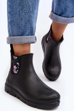 Boto Kalosze Damskie|Botki Płaskie*Damskie Kalosze Stella 773 Lemigo Czarne