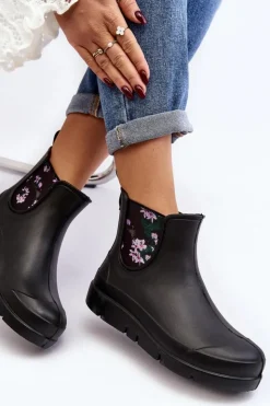 Boto Kalosze Damskie|Botki Płaskie*Damskie Kalosze Stella 773 Lemigo Czarne