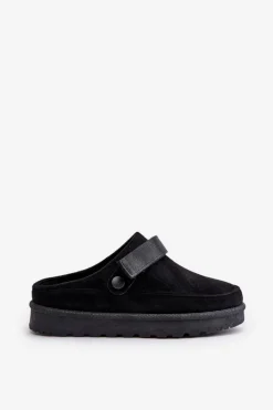 Boto Śniegowce Damskie|Kapcie Klasyczne*Damskie Kapcie Ocieplane Futerkiem Na Platformie Czarne Azida Czarny