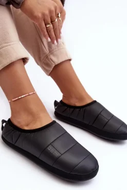 Clearance Big Star Shoes Damskie Kapcie Ocieplane Czarne Big Star KK274604