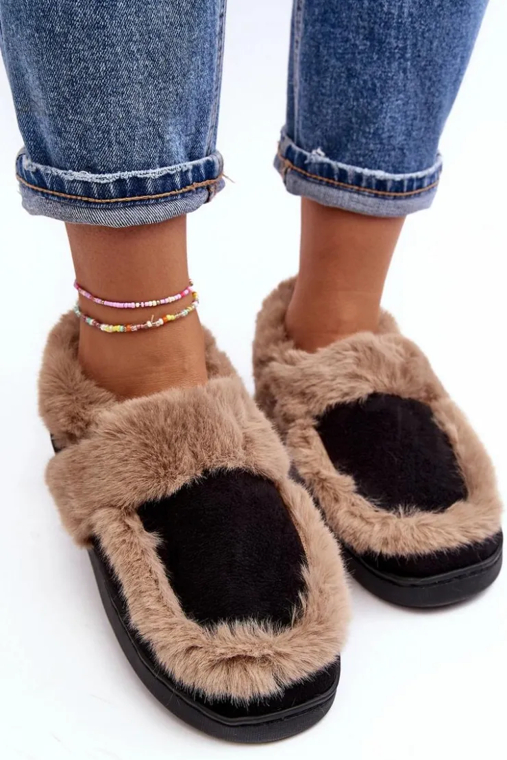 Hot Boto Damskie Kapcie Z Futerkiem Czarne Sailey