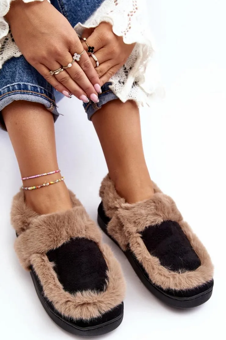 Hot Boto Damskie Kapcie Z Futerkiem Czarne Sailey