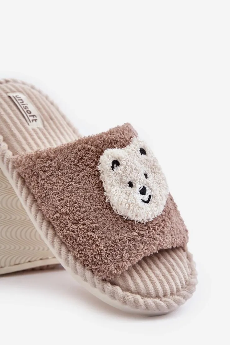 Evento Kapcie Klasyczne*Damskie Kapcie Z Misiem Brązowe Lavetire Brązowy