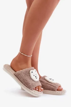 Evento Kapcie Klasyczne*Damskie Kapcie Z Misiem Brązowe Lavetire Brązowy