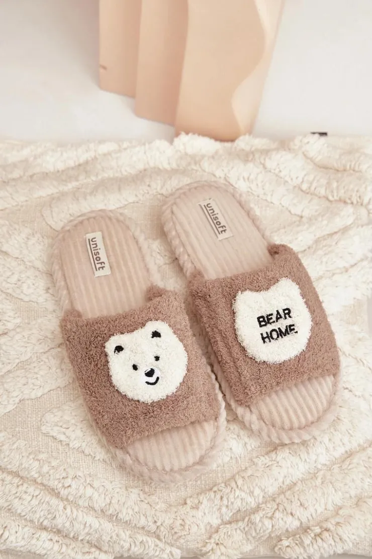 Evento Kapcie Klasyczne*Damskie Kapcie Z Misiem Brązowe Lavetire Brązowy