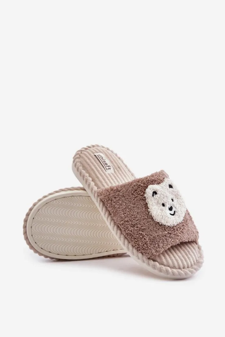 Evento Kapcie Klasyczne*Damskie Kapcie Z Misiem Brązowe Lavetire Brązowy