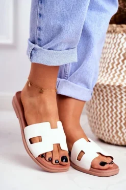 Damskie Boto Damskie Klapki Białe Geometryczne Klasyczne Theodora