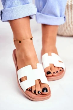 Damskie Boto Damskie Klapki Białe Geometryczne Klasyczne Theodora