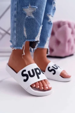 Boto Klapki Sportowe|Klapki Damskie Klasyczne*Damskie Klapki Białe Super Losaria