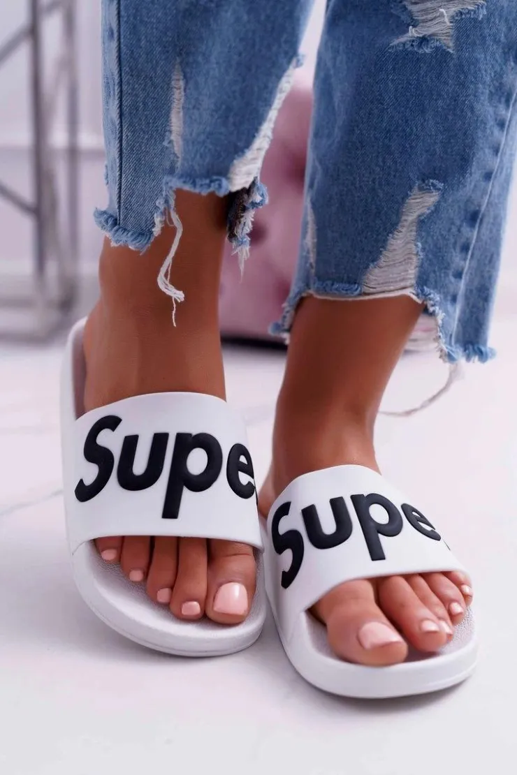 Boto Klapki Sportowe|Klapki Damskie Klasyczne*Damskie Klapki Białe Super Losaria